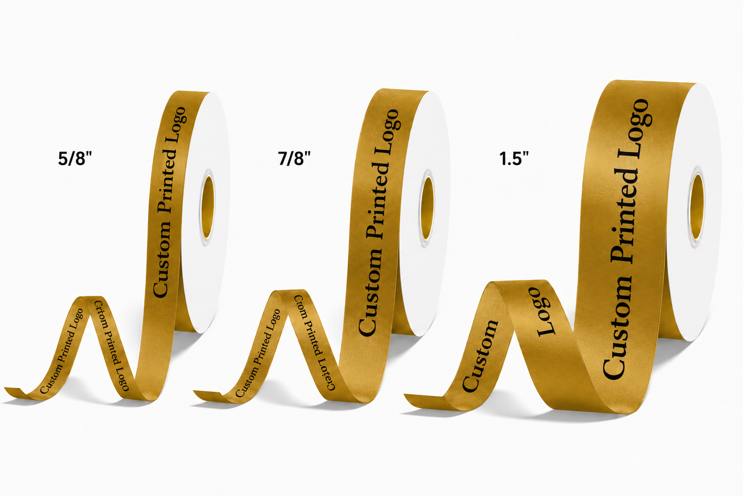 Custom Print Dijon Solid Single-Face Satin Ribbon – 3 Sizes (⅝″, ⅞″, 1½″)