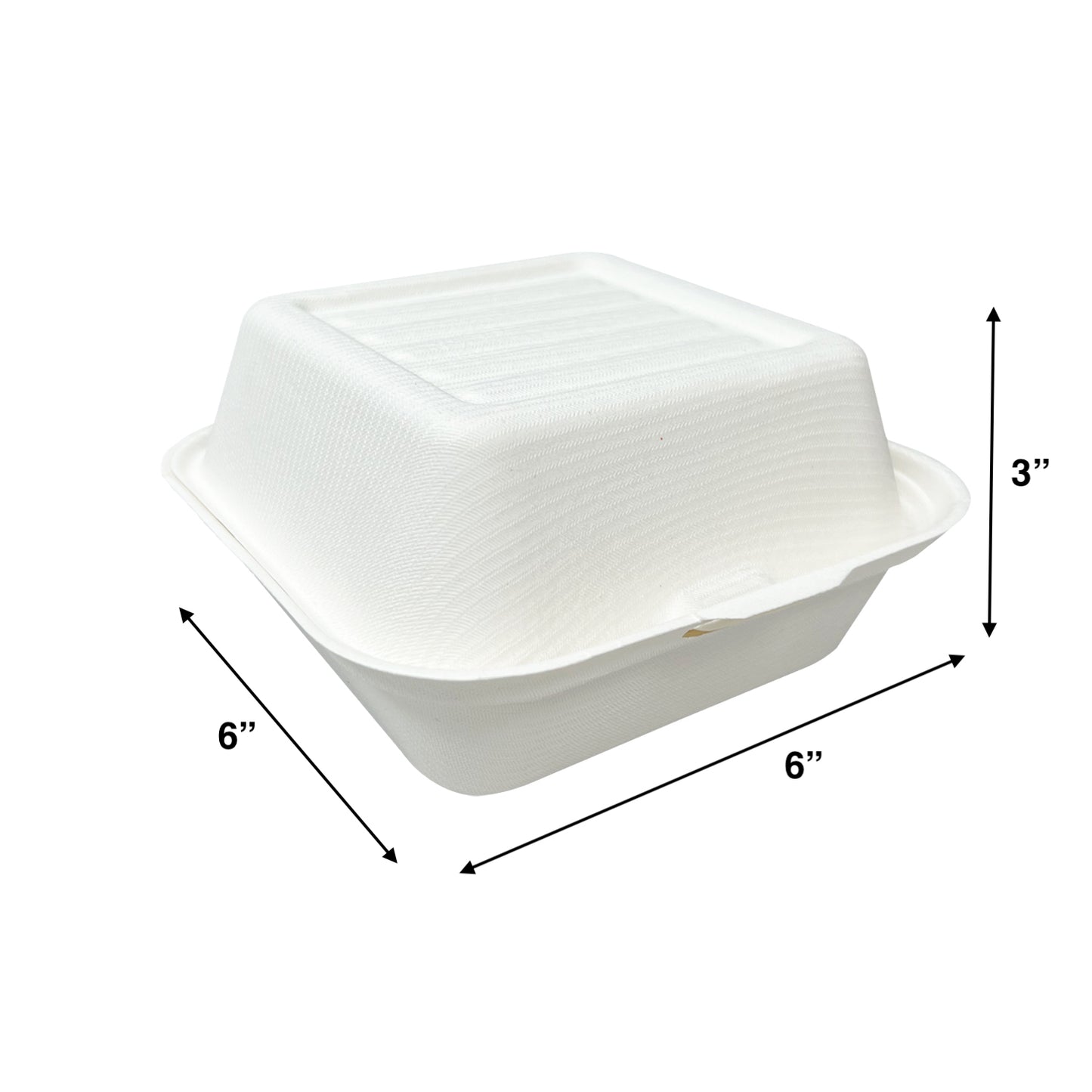 KIS-S6631 | 6x6x3 inches, 1-Compartment, Sugarcane Clamshell Food Container; $0.110/pc