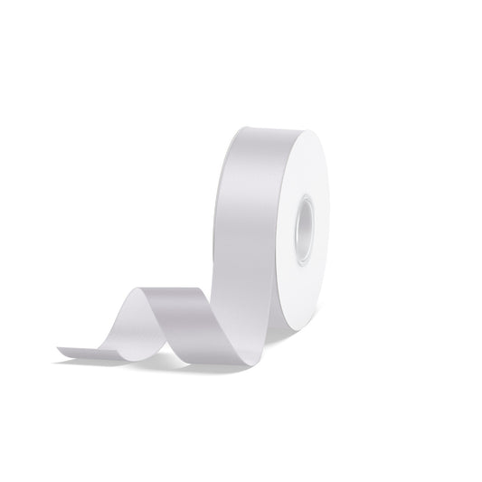 1pc White Solid Single Face Satin Ribbon; 5 Sizes