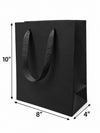 Euro Tote Laminated Black Paper Shopping Bag 8"x4"x10" with Black Grosgrain Ribbon Handles, 150 pcs/Case – SKU#6122