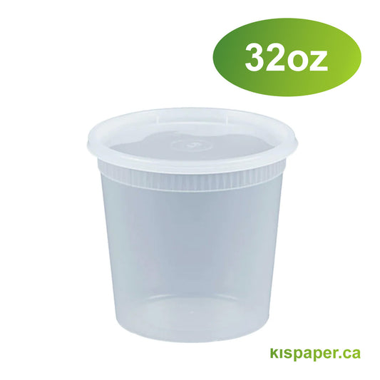 32oz - Plastic Deli Soup Containers Sets Clear - Carton of 240 - KIS PAPER - 5061; $0.239/set