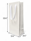 Euro Tote Laminated White Paper Wine Bag 5.3"x3.25"x13" with White Ribbon Handles, 150 pcs/Case – SKU#6832