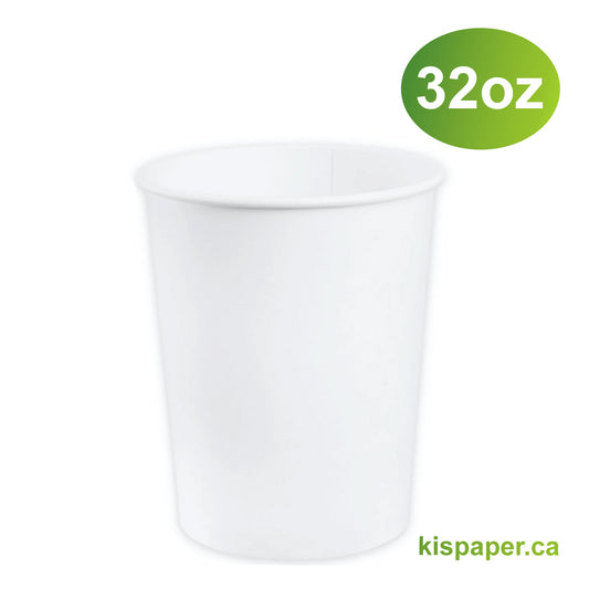 32oz - Paper Soup Container White - Carton of 500 - KIS PAPER - 5020; From $0.147/pc