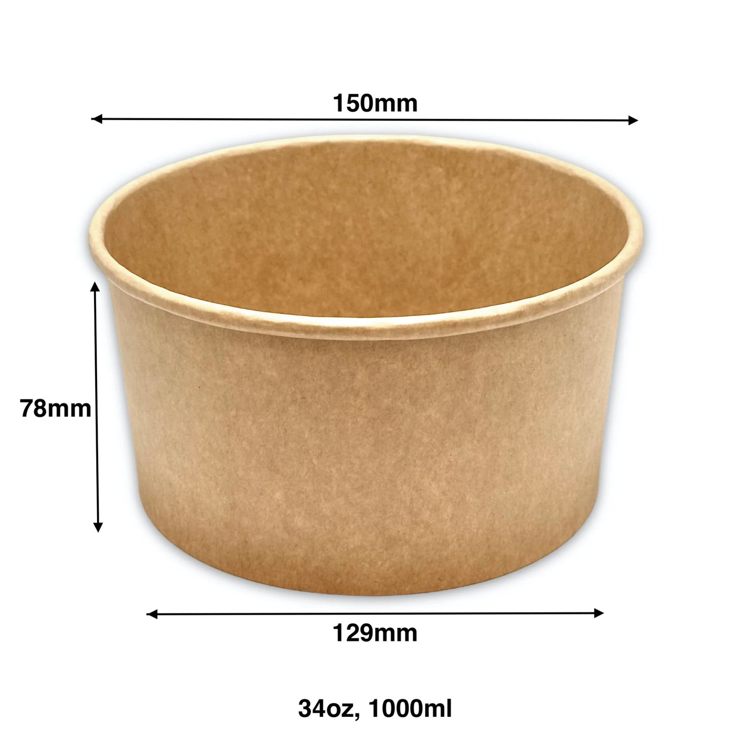 1000ml - Paper Salad Bowl Kraft - Carton of 300 - KIS PAPER - 1040; From $0.155/pc