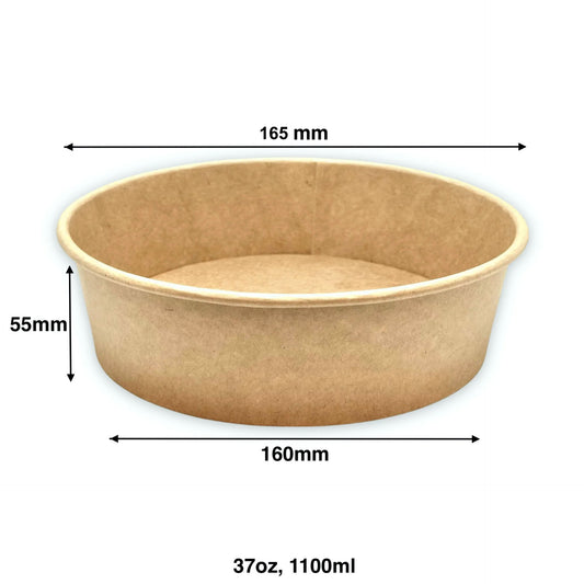 1100ml - Paper Salad Bowl Kraft - Carton of 300 - KIS PAPER - 1192; From $0.16/pc