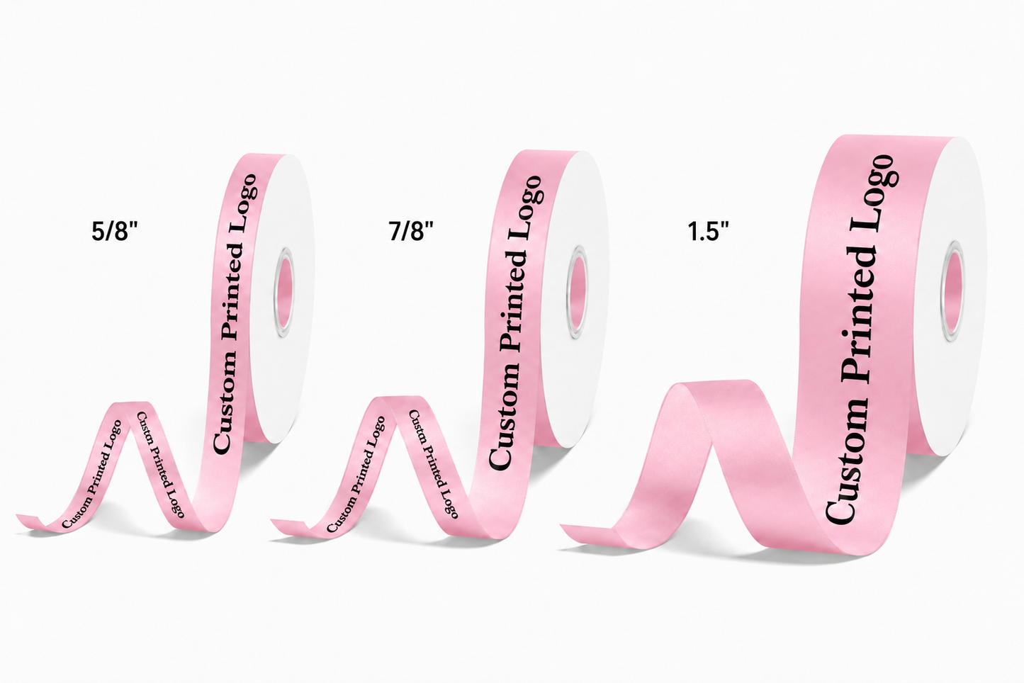 Custom Print Light Pink Solid Single-Face Satin Ribbon – 3 Sizes (⅝″, ⅞″, 1½″)