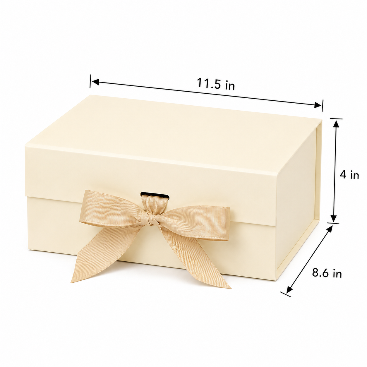 Foldable Rigid Ribbon Tie Gift Box, Beige – 11.5 × 8.6 × 4 in | Pack of 10 | SKU 6367