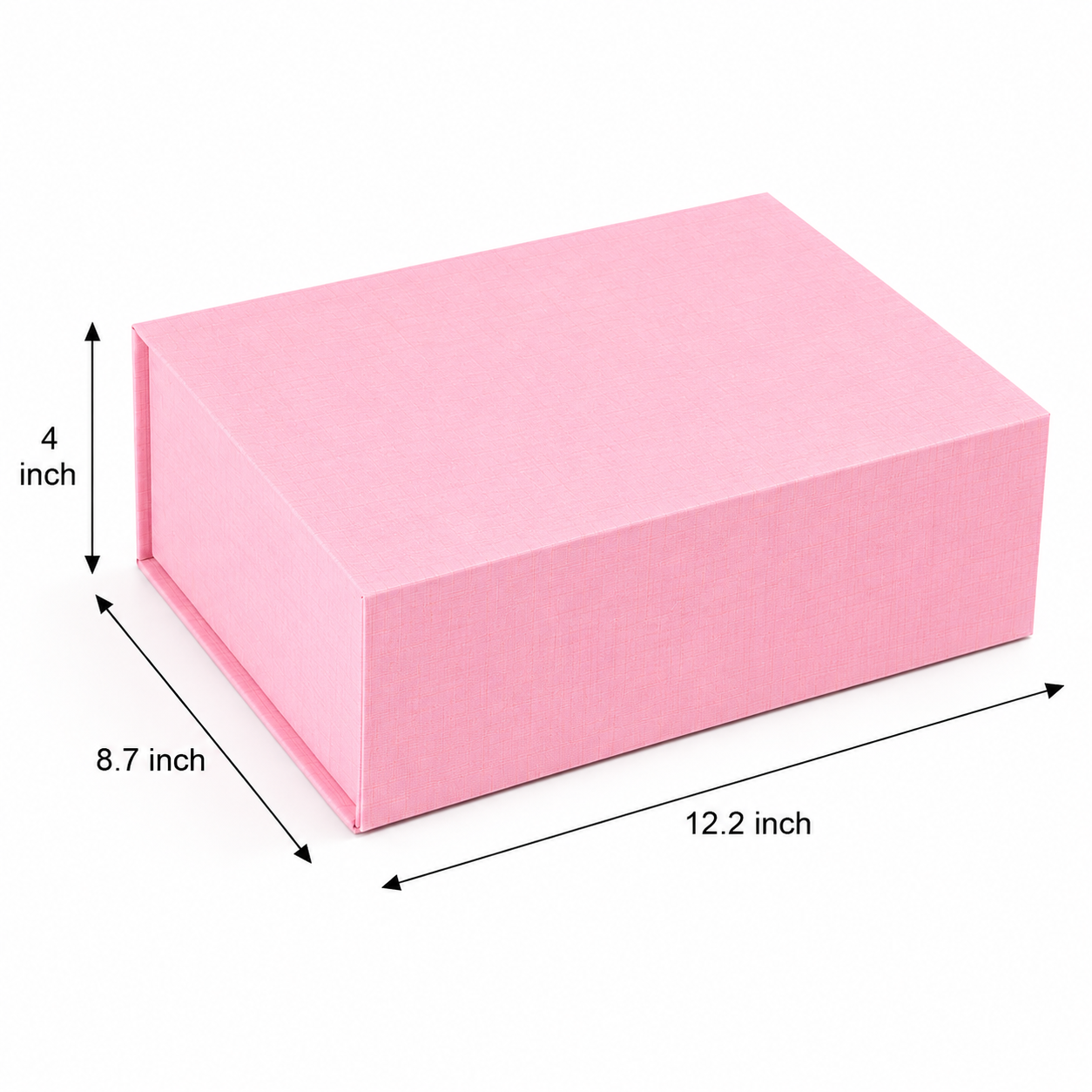 Foldable Rigid Magnetic Closure Gift Box, Pink – 12.2 × 8.7 × 4 in | Pack of 10 | SKU 6343