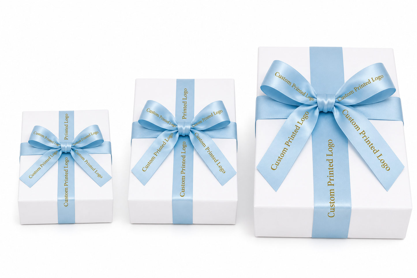 Custom Print Light Blue Solid Single-Face Satin Ribbon – 3 Sizes (⅝″, ⅞″, 1½″)