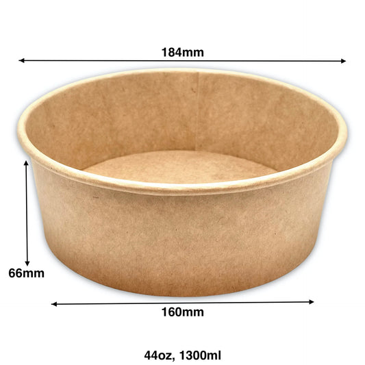 1300ml - Paper Salad Bowl Kraft - Carton of 300 - KIS PAPER - 1042; From $0.21/pc