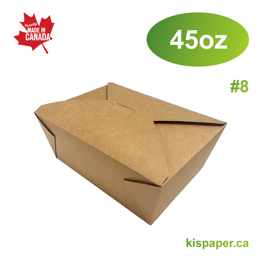 #8 - 45oz Paper Take Out Box Kraft - Carton of 200 - KIS PAPER - 5034; From $0.205/pc