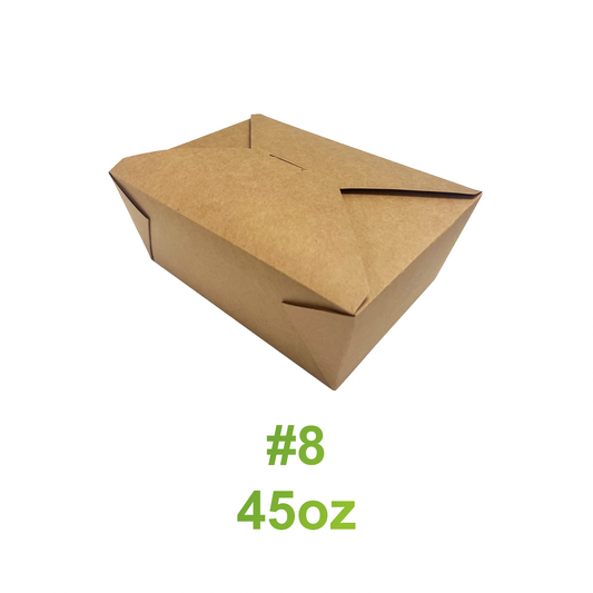 #8 - 45oz Paper Take Out Box Kraft - Carton of 200 - KIS PAPER - 5034; From $0.205/pc