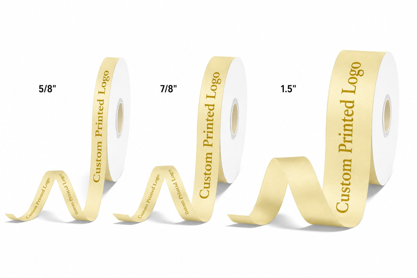 Custom Print Ivory Solid Single-Face Satin Ribbon – 3 Sizes (⅝″, ⅞″, 1½″)