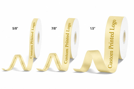 Custom Print Ivory Solid Single-Face Satin Ribbon – 3 Sizes (⅝″, ⅞″, 1½″)