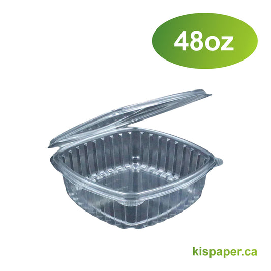 48oz - PET Clear Hinged Containers - Carton of 200 - KIS PAPER - 5069; $0.58/pc