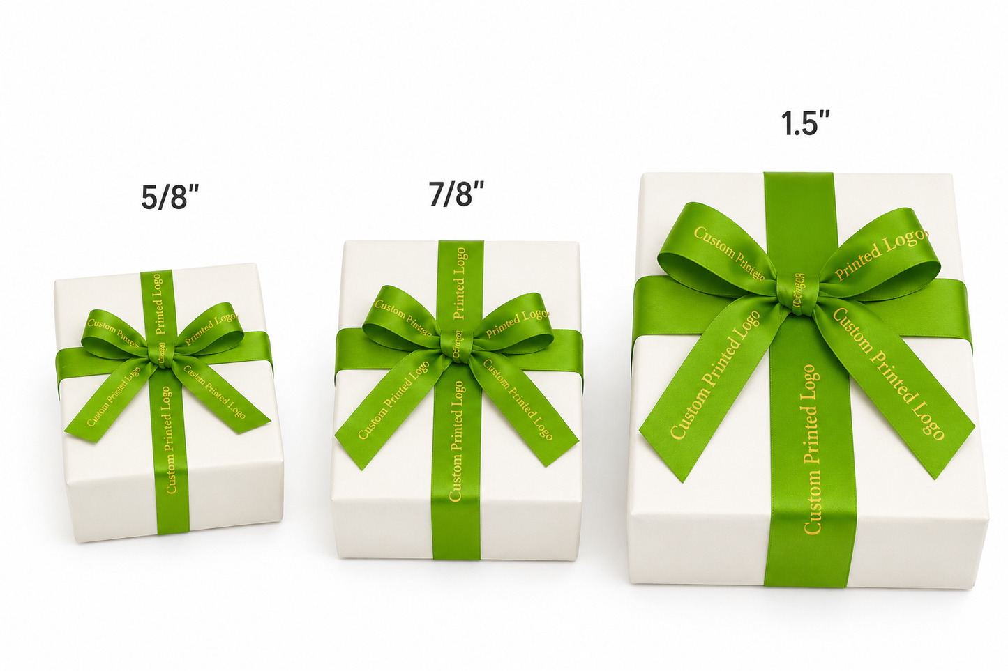 Custom Print Kiwi Solid Single-Face Satin Ribbon – 3 Sizes (⅝″, ⅞″, 1½″)