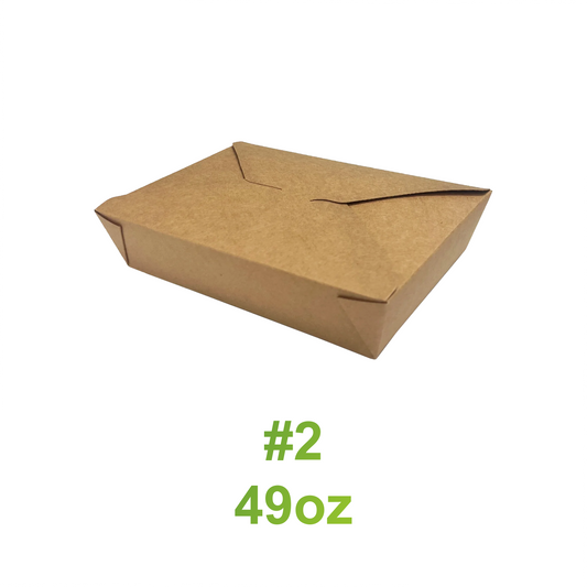 #2 - 49oz Paper Take Out Box Kraft - Carton of 200 - KIS PAPER - 5031; From $0.23/pc