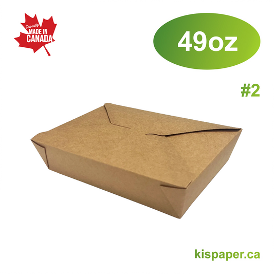 #2 - 49oz Paper Take Out Box Kraft - Carton of 200 - KIS PAPER - 5031; From $0.23/pc