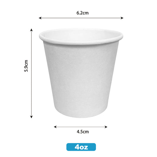 4oz - 62mm White Paper Hot Coffee Cup - Carton of 1000 - KIS PAPER - 5137; From $0.065/pc