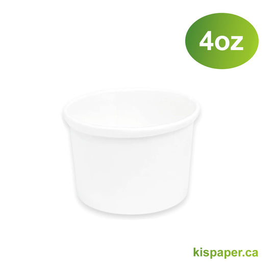 4oz - Paper Soup Container White - Carton of 1000 - KIS PAPER - 5012; From $0.043/pc