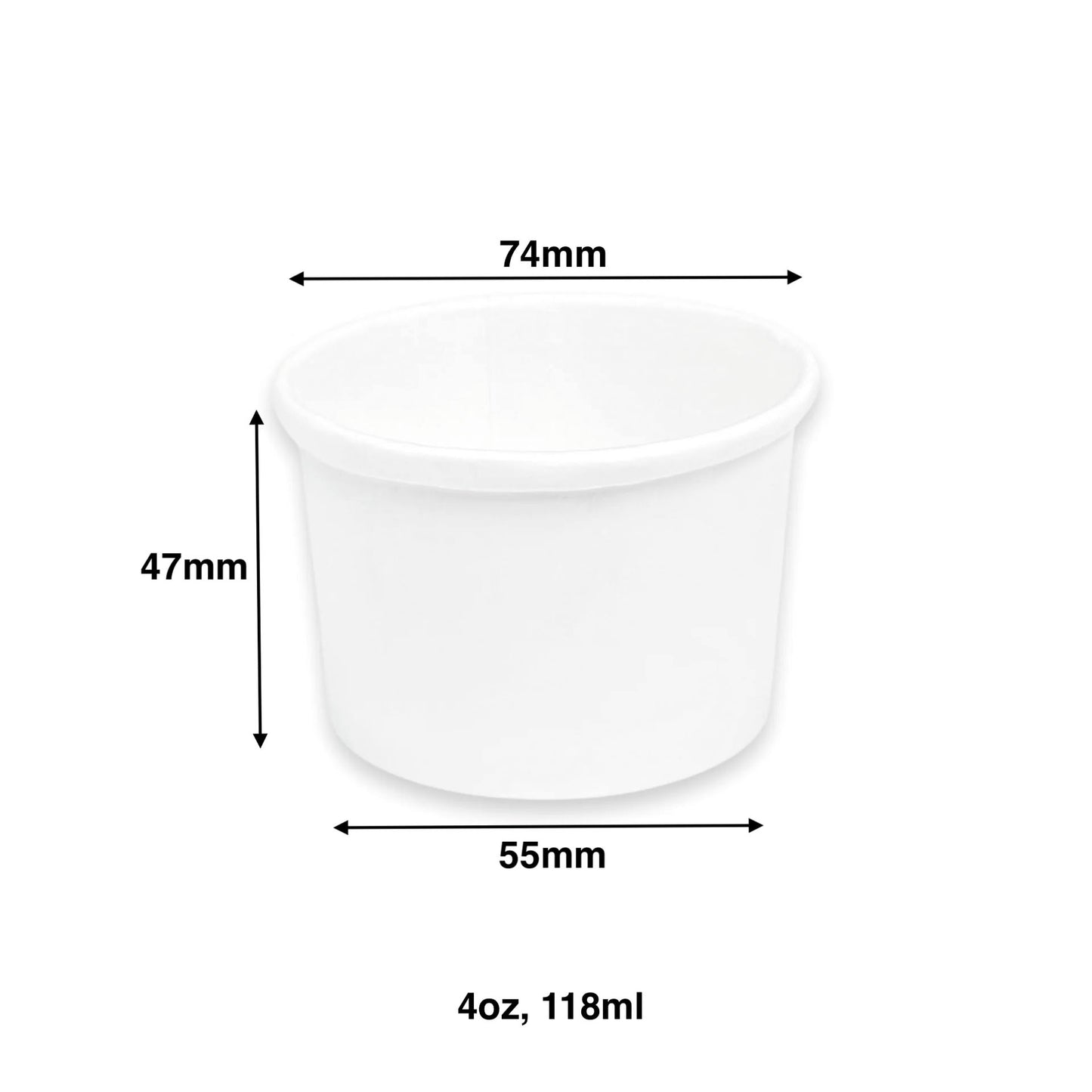 4oz - Paper Soup Container White - Carton of 1000 - KIS PAPER - 5012; From $0.043/pc