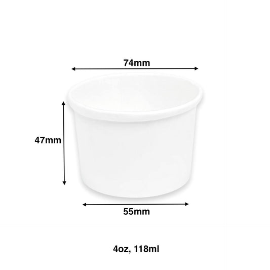 4oz - Paper Soup Container White - Carton of 1000 - KIS PAPER - 1012; From $0.043/pc