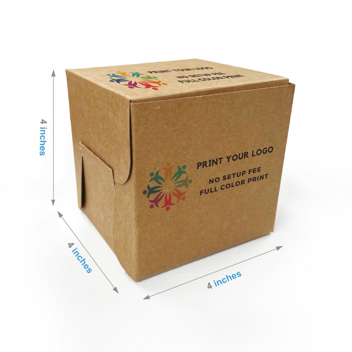 4" x 4" x 4" - Custom Kraft Bakery Boxes - Carton of 100 - KIS PAPER - 1286; Full Color Custom Print, Printed in Canada; $0.70/pc