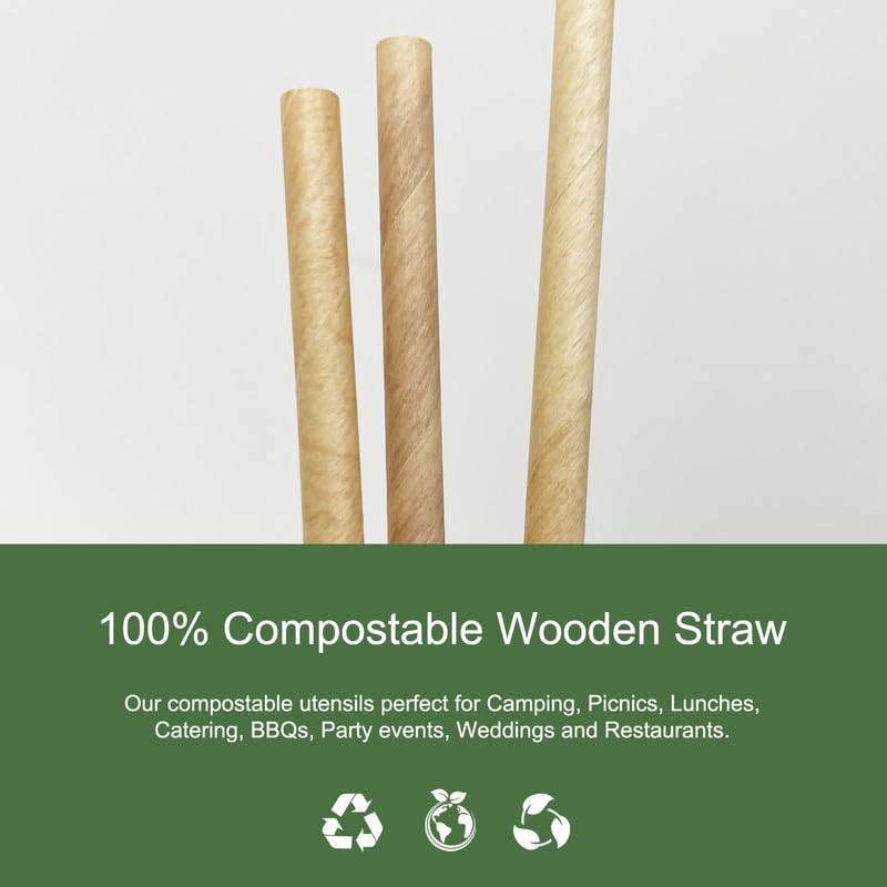 Wooden Straws Paper Wrapped - 6mm x 146mm - Carton of 5000 - 11183 - KIS PAPER; $0.026/pc