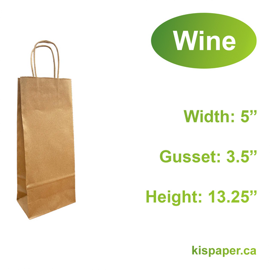 5313B | 250pcs Wine 5x3.5x13.25 inches Kraft Paper Bags Twisted Handles; $0.32/pc