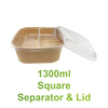 1300ml Square Food Container Lid & Separator Set – 300 Pack