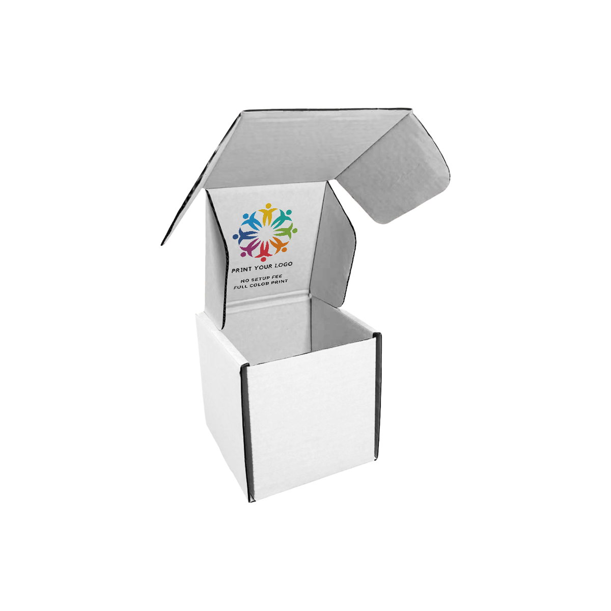 5" x 5" x 5" - Custom White Mailer Boxes - Bundle of 40 - KIS PAPER - 6094; Full Color Custom Print, Printed in Canada; From $1.67/pc