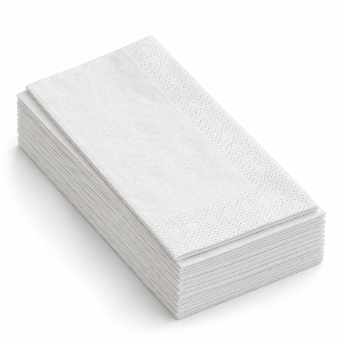 White Dinner Napkins, 15" x 16.5", 2-Ply, 1/8 Fold, 3000 pcs/case, SKU# 5794 on a white background