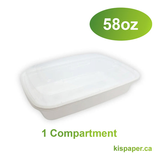 58oz - 10" x 7" PP Rectangle Container Combo Set White - Carton of 150 - KIS PAPER - 5159; $0.44/set