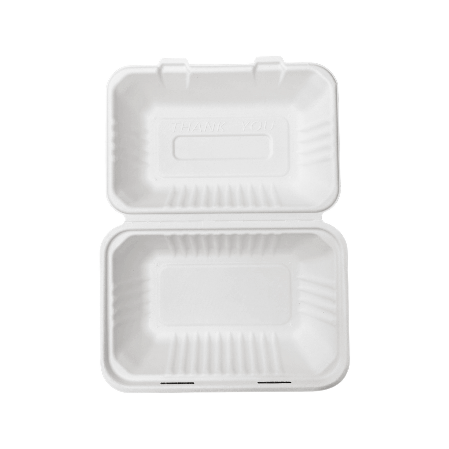 250 Pcs, 9x6x3'', 1-Compartment, Sugarcane Clamshell Food Container