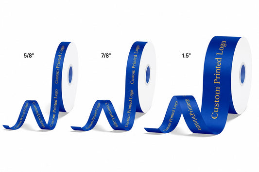 Custom Print Royal Blue Solid Single-Face Satin Ribbon – 3 Sizes (⅝″, ⅞″, 1½″)