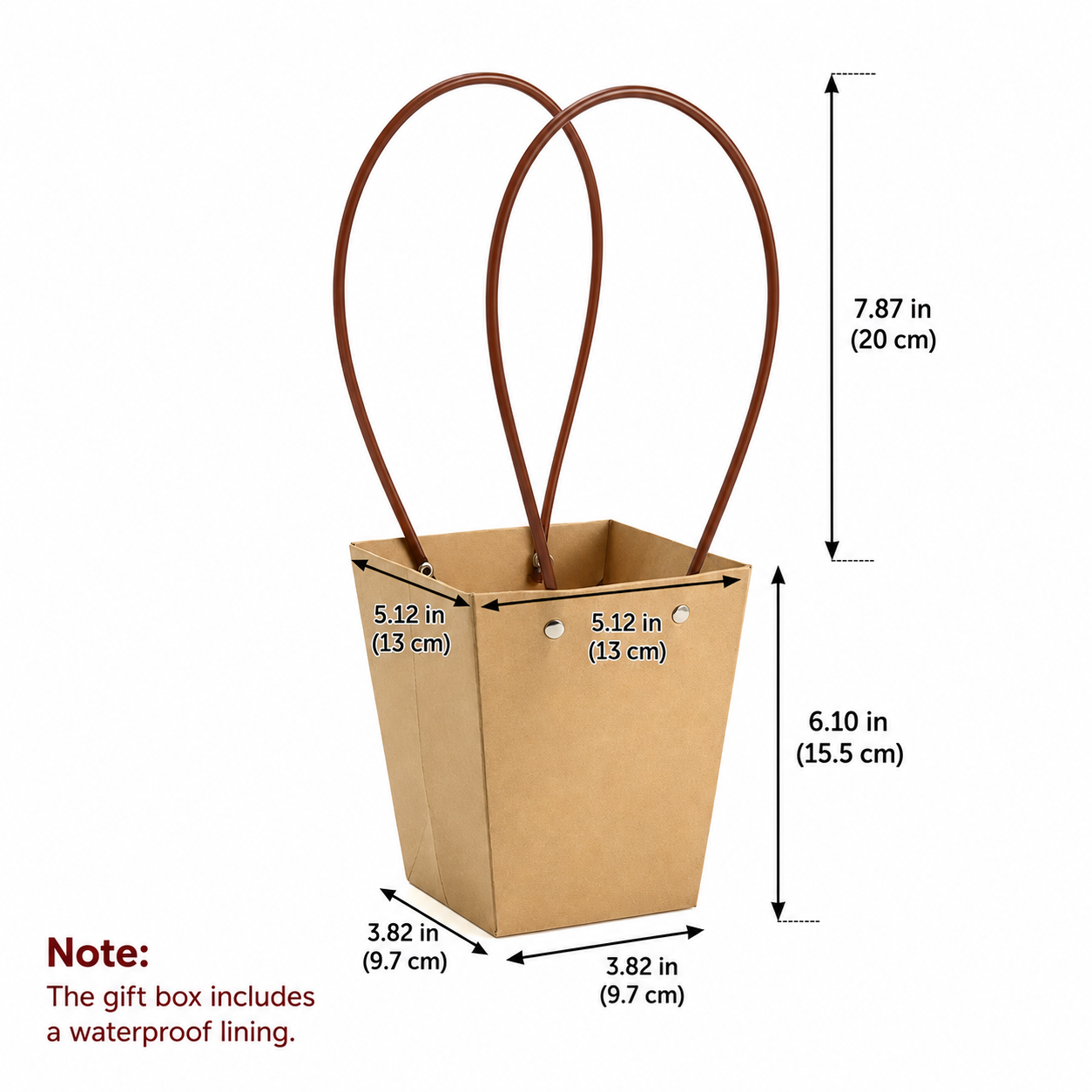 Kraft Brown Waterproof Flower Pot Bags – 4 Sizes (Small, Medium, Large, Extra Large) | 50pcs/Bundle