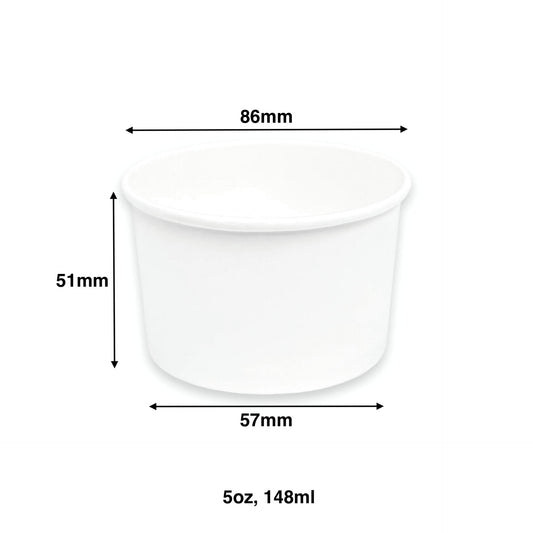 5oz - Paper Soup Container White - Carton of 1000 - KIS PAPER - 1013; From $0.056/pc