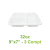 32oz - 9" x 7" PP Rectangle Container Combo Set White - 3 Compartments - Carton of 150 - KIS PAPER - 6000; $0.33/set