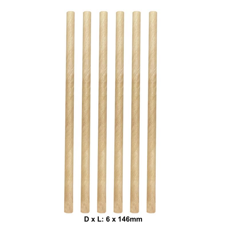 Wooden Straws Paper Wrapped - 6mm x 146mm - Carton of 5000 - 11183 - KIS PAPER; $0.026/pc