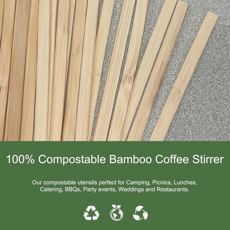 5.5" - Bamboo Coffee Sticks - Carton of 1000 - KIS PAPER - 1180; $0.021/pc