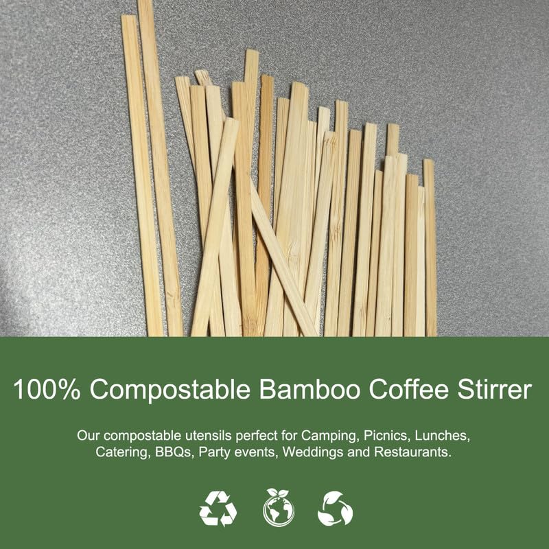 7" - Bamboo Coffee Sticks - Carton of 1000 - KIS PAPER - 1181; $0.024/pc