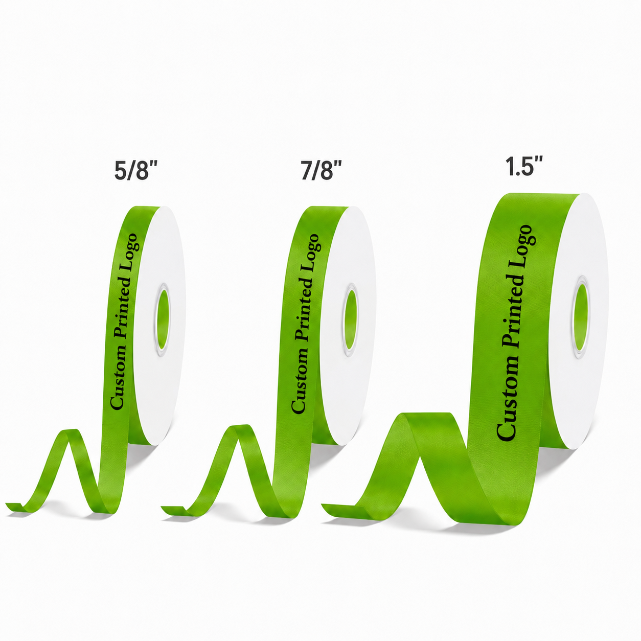 Custom Print Kiwi Solid Single-Face Satin Ribbon – 3 Sizes (⅝″, ⅞″, 1½″)