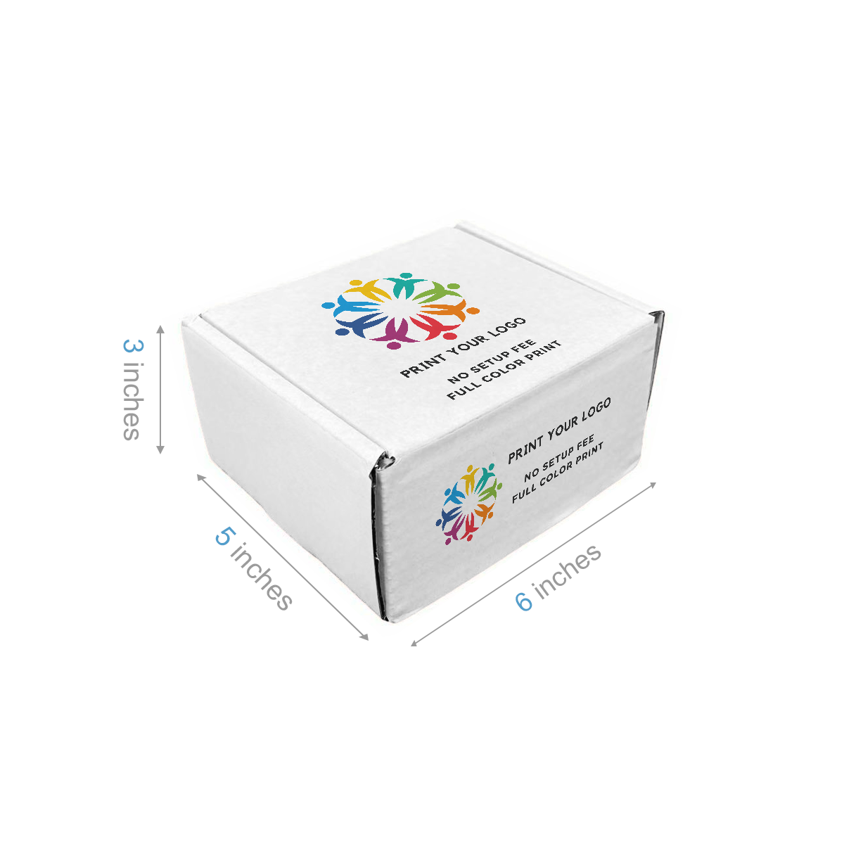 6" x 5" x 3" - Custom White Mailer Boxes - Bundle of 40 - KIS PAPER - 6095; Full Color Custom Print, Printed in Canada; From $1.98/pc