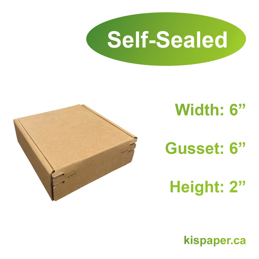 6" x 6" x 2" - Kraft Mailer Boxes Self-Seal Tape - Bundle of 40 - KIS PAPER - 1258; $0.785/pc