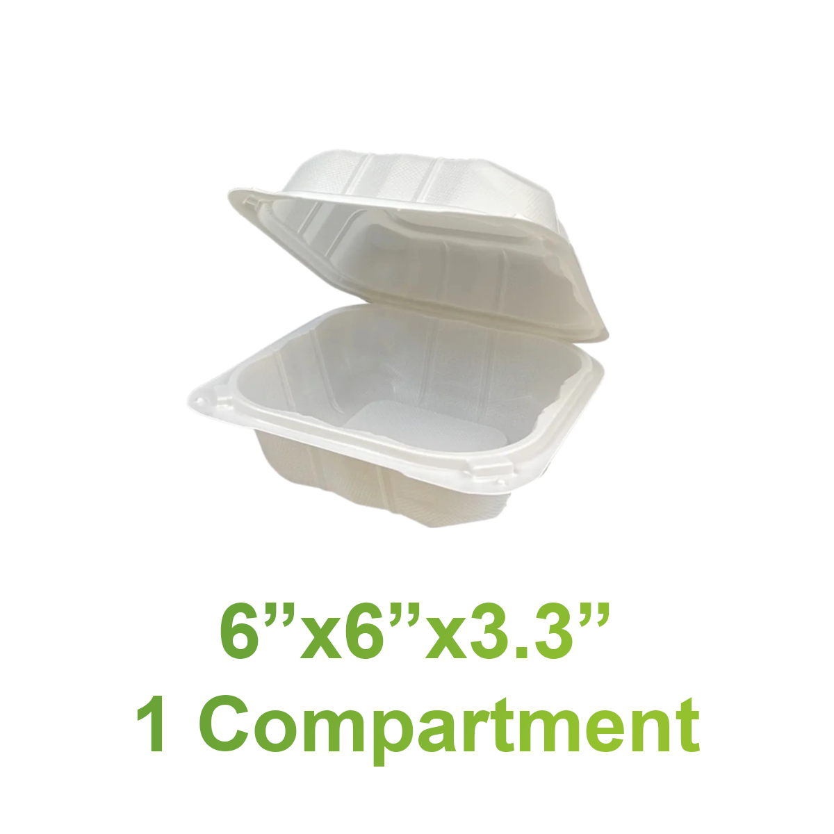 6" x 6" x 3.3" - Pebble MFPP Clamshell Box Deep- Carton of 250 - KIS PAPER - 5047; $0.114/pc