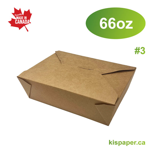 #3 - 66oz Paper Take Out Box Kraft - Carton of 200 - KIS PAPER - 5032; From $0.24/pc