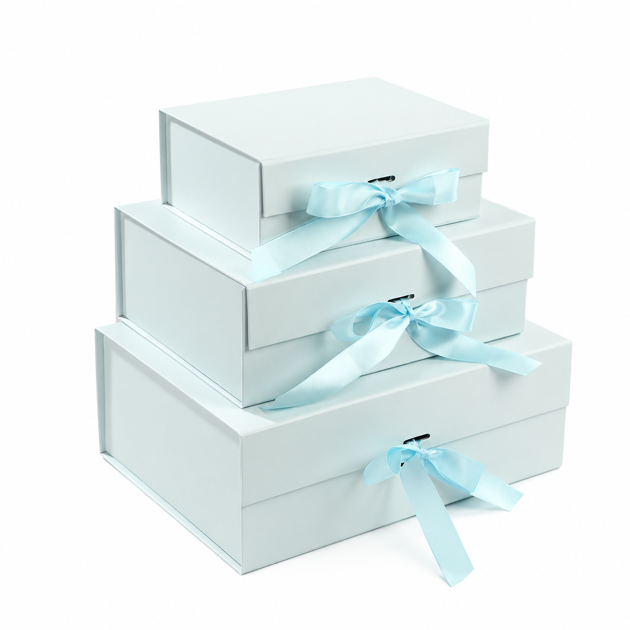 Foldable Rigid Ribbon Tie Gift Box, Blue – 11.5 × 8.6 × 4 in | Pack of 10 | SKU 6365