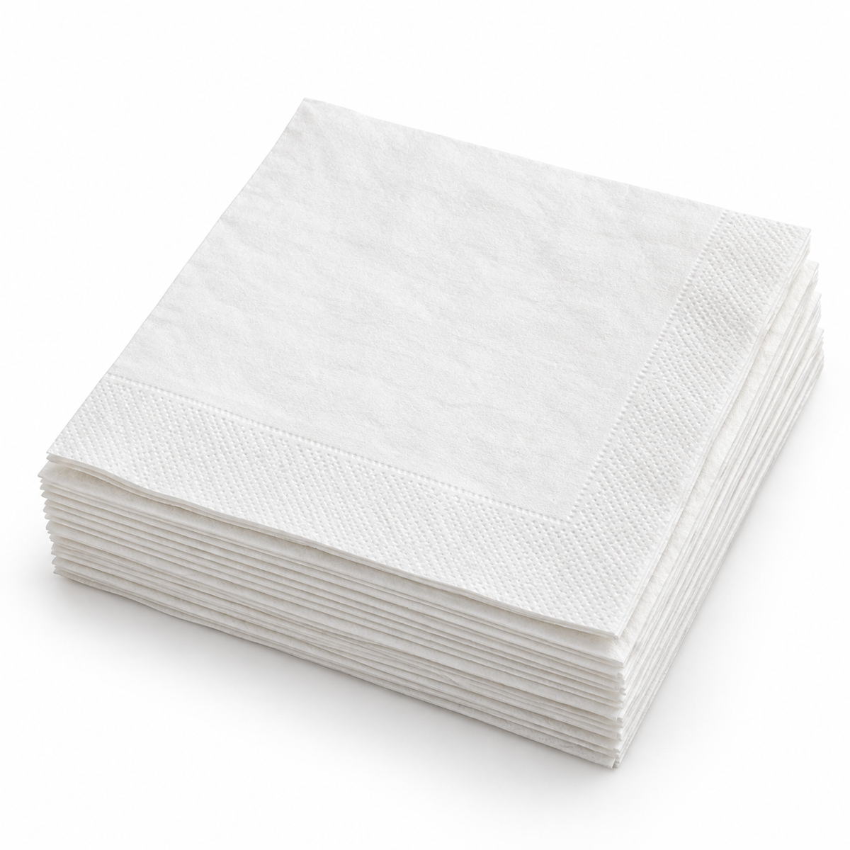 White Cocktail Napkins, 9" x 9", 1-Ply, 1/4 Fold, 4000 pcs/case, SKU# 6874 on a white background