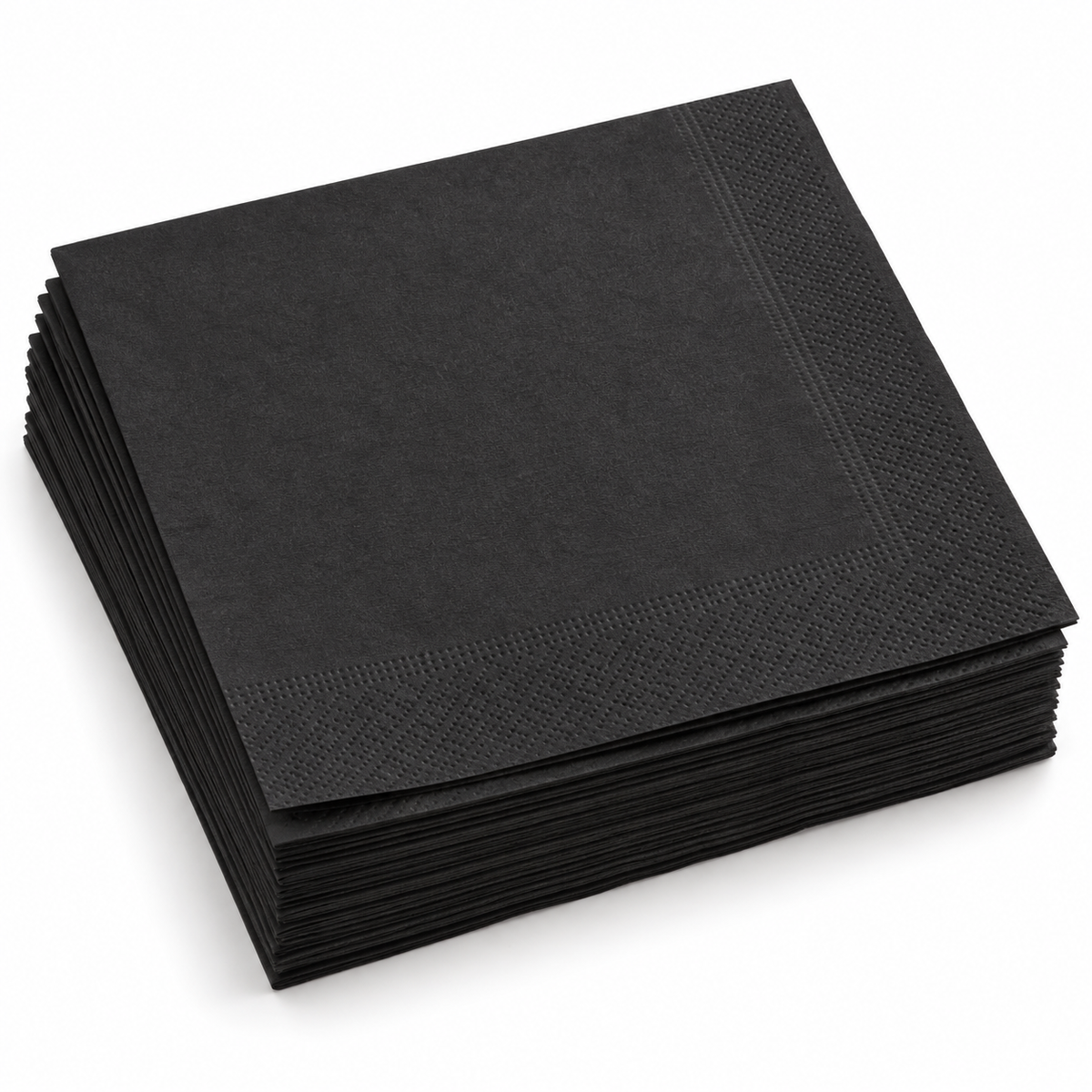 Black Cocktail Napkins, 9" x 9", 2-Ply, 1/4 Fold, 1000 pcs/case, SKU# 6876 on a white background