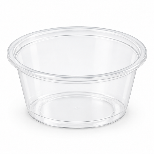3.25 oz clear plastic portion cup on a white background – SKU 6886
